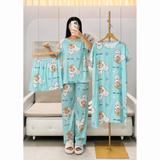 Korean Style 4-Piece Matching Nightwear Set  - WJL-16#