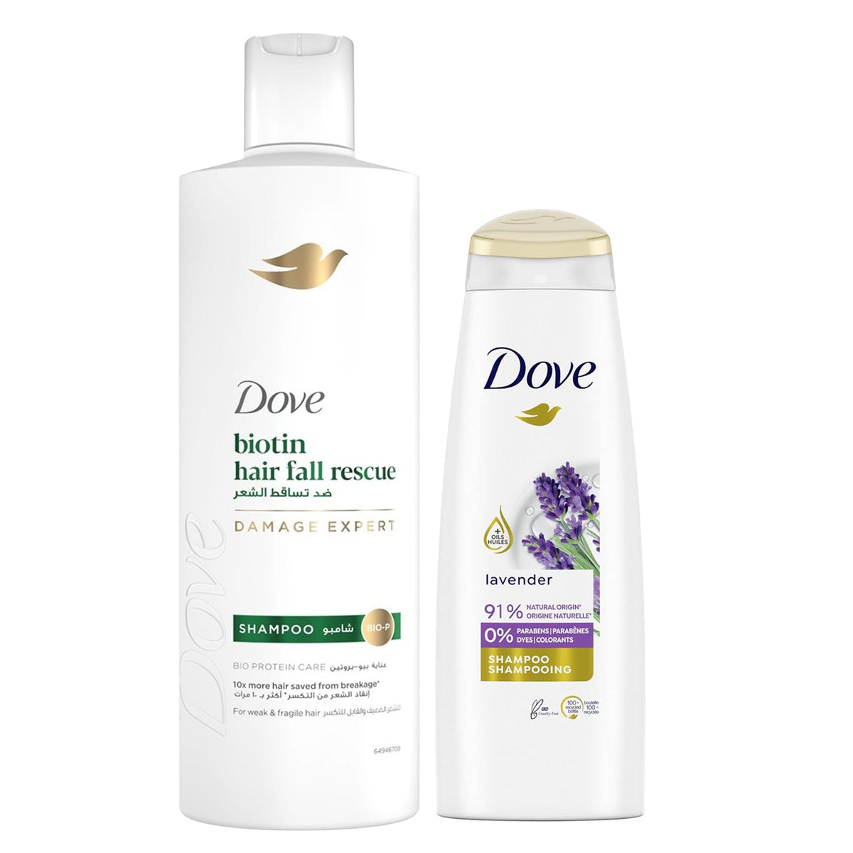 Dove Biotin Hair Fall Rescue + Lavender Thickness Shampoo - 400ml+180ml
