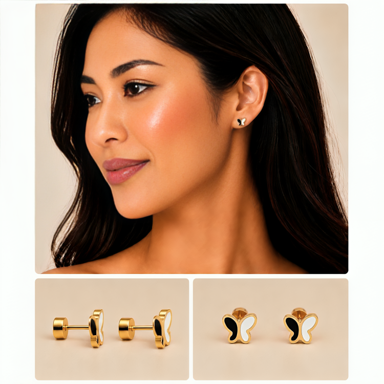 Elegant Butterfly-Shaped Stud Earring - 129