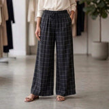 Check Drawstring Plaid Palazzo Pants - LDES-002-1#
