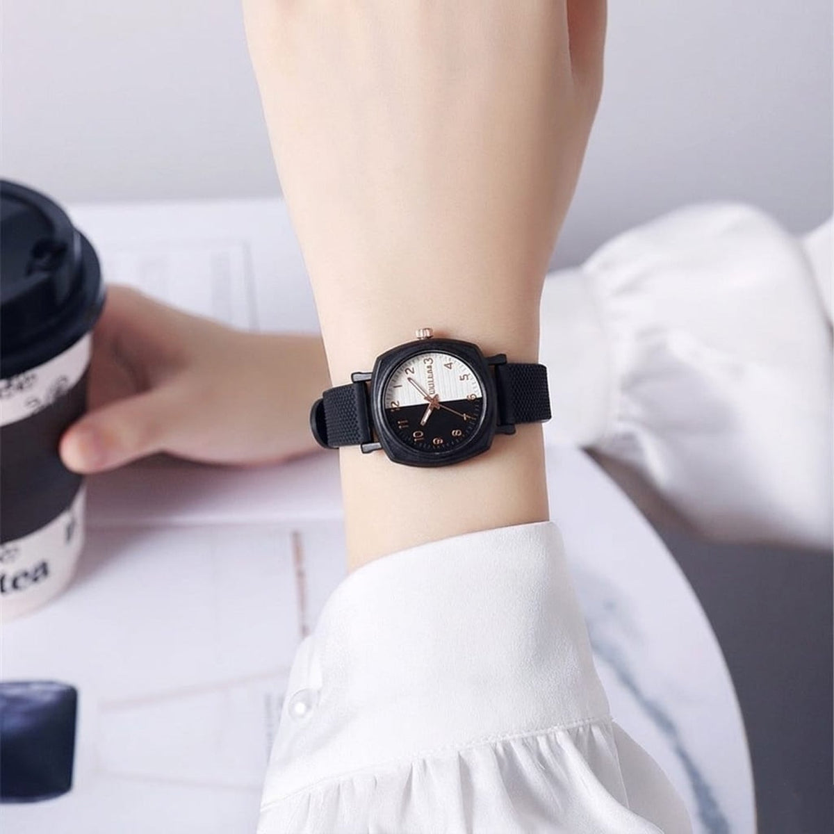 Women's Silicone Quartz Watch with Square Dial - M-10730