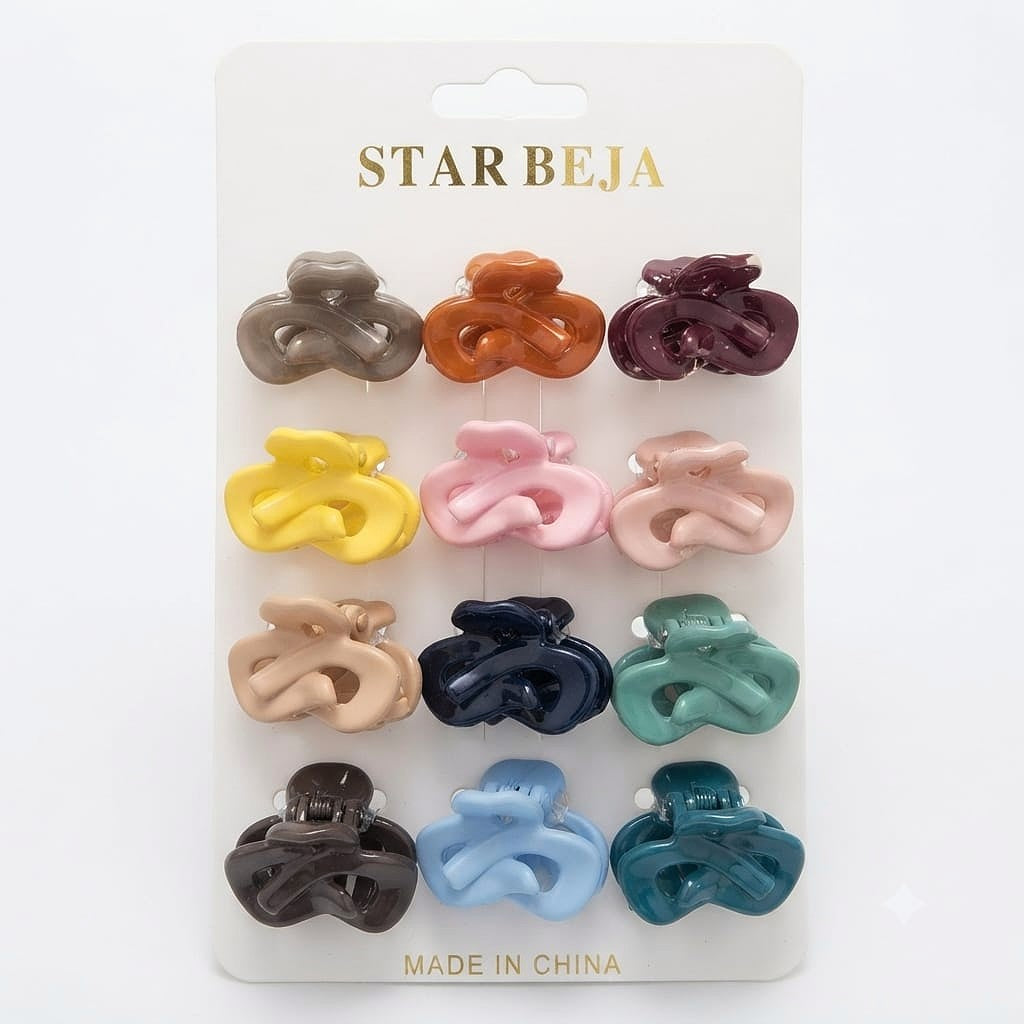 Unique Design Hair Claw Clips - 12 Pcs (C149)