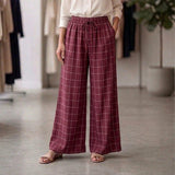 Check Drawstring Plaid Palazzo Pants - LDES-002-1#