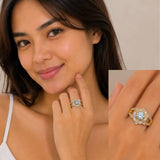 Adjustable Crystal Floral Statement Ring #48