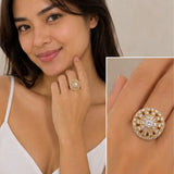 Elegant Adjustable Crystal Floral Ring for Women #49