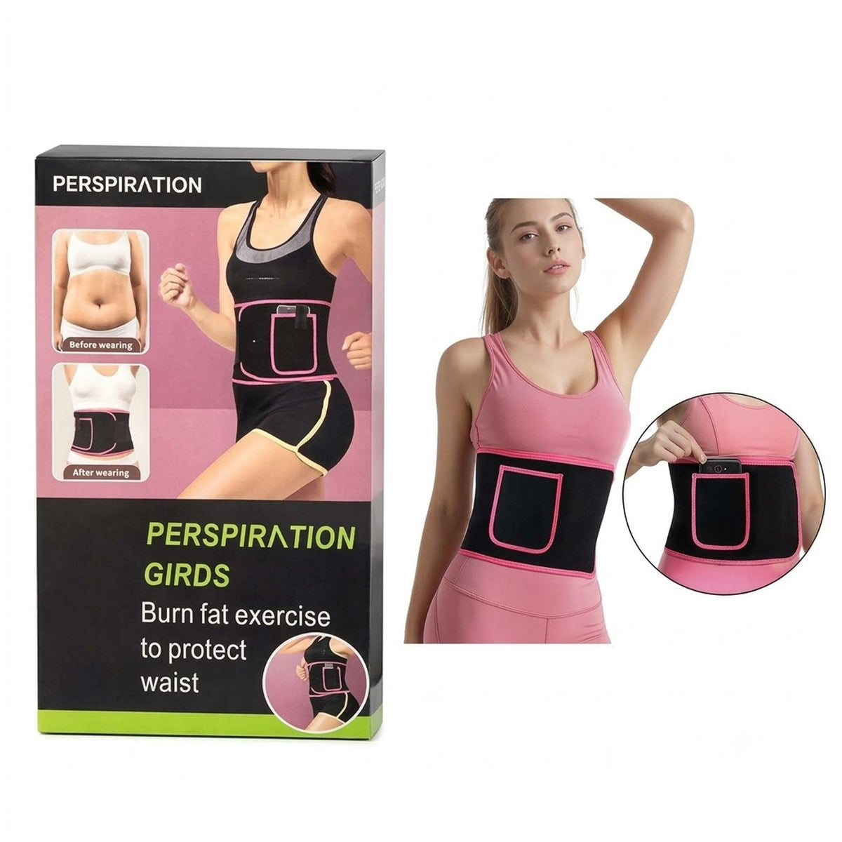 Sweat Waist Trainer Belt with Phone Pocket - ZXF26