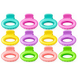 Multicolor Oval Shape Hair Claw Clips - 12 Pcs (A-13)