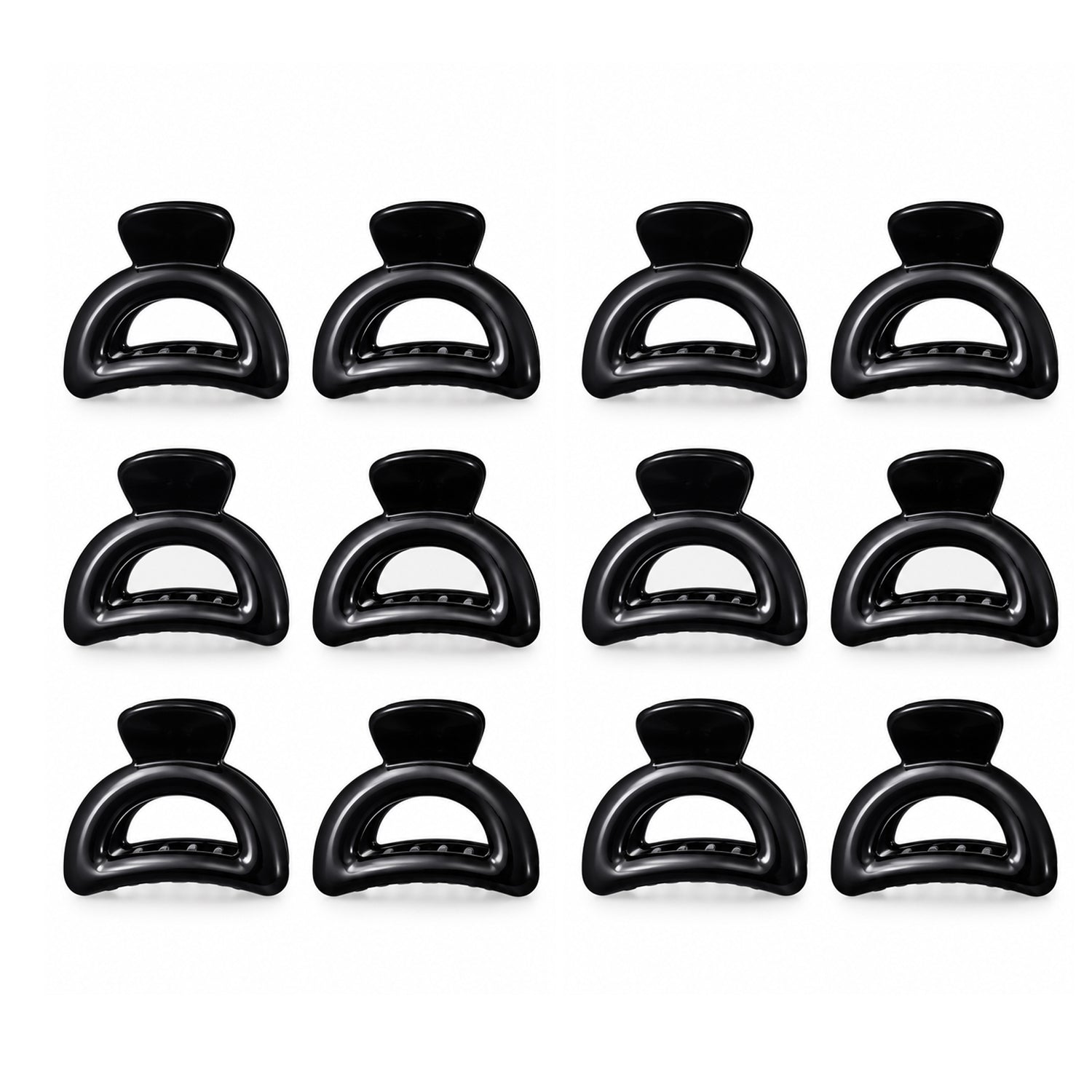 Fashionable Black Curved Design Hair Clips - 12 Pcs (A-15)