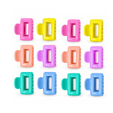 Multicolor Rectangle Shape Hair Claw Clips - 12 Pcs (A-14)