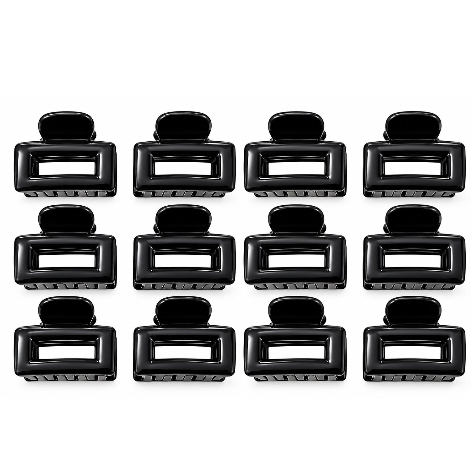 Fashionable Black Slim Barrette Hair Clips - 12 Pcs (A-11)