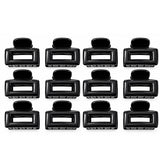 Fashionable Black Slim Barrette Hair Clips - 12 Pcs (A-11)