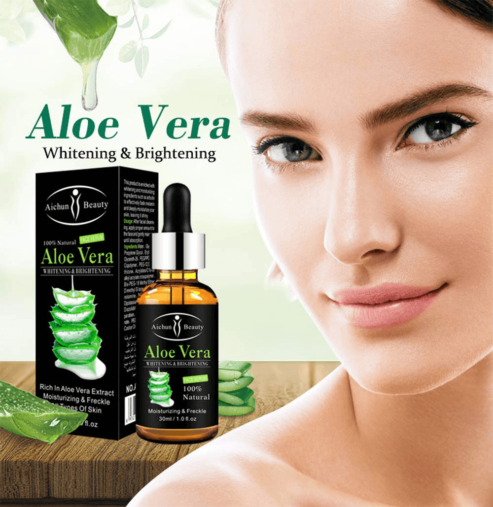 Aichun Beauty Aloe Vera Moisturizing & Brightening Face Serum (Black) - 30ml - Pinoyhyper