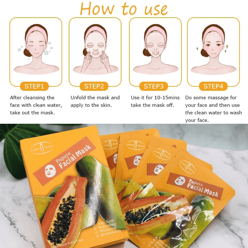 Aichun Beauty Papaya Facial Mask - 3pcs - Pinoyhyper