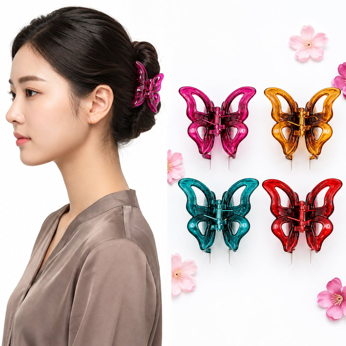 Dantiya Butterfly Hair Claw Clips Set - 4 Pcs (ACG00123)