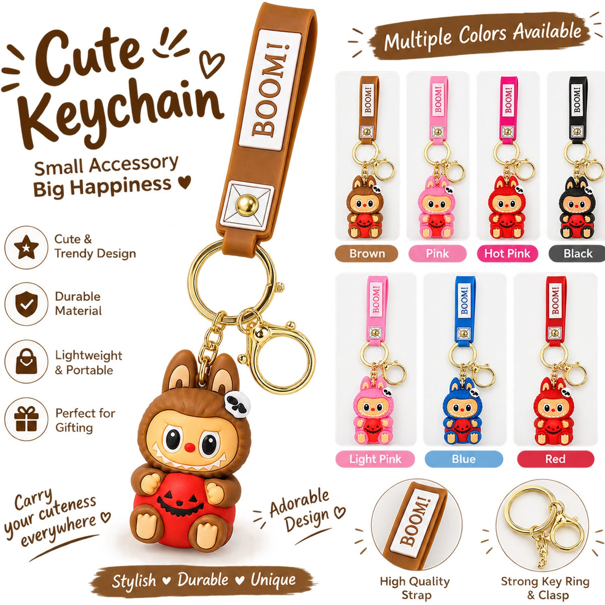 Labubu Cute Cartoon Keychain (Assorted colors) - 1 Pcs