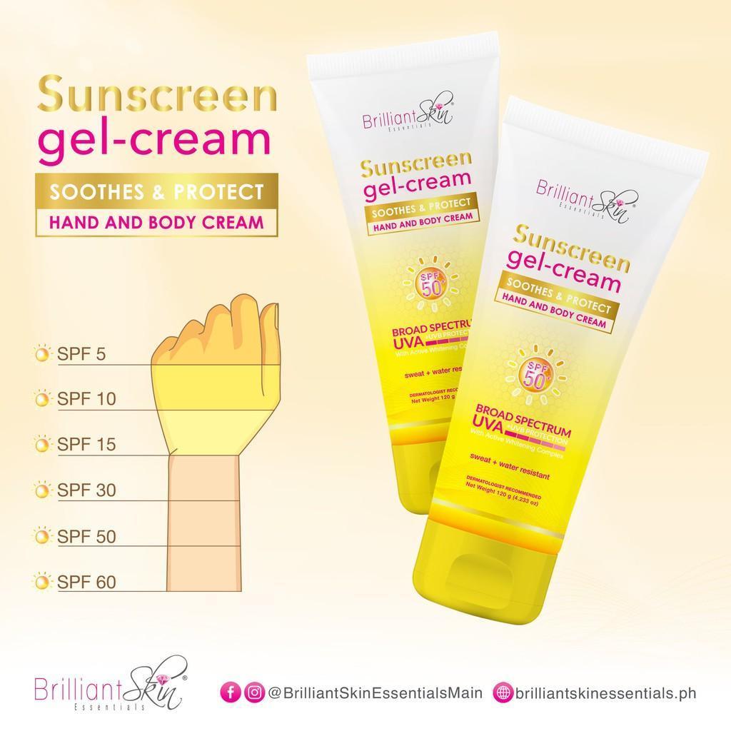 Brilliant Sunscreen gel-cream soothes & protect Hand and Body Cream - 120g - Pinoyhyper