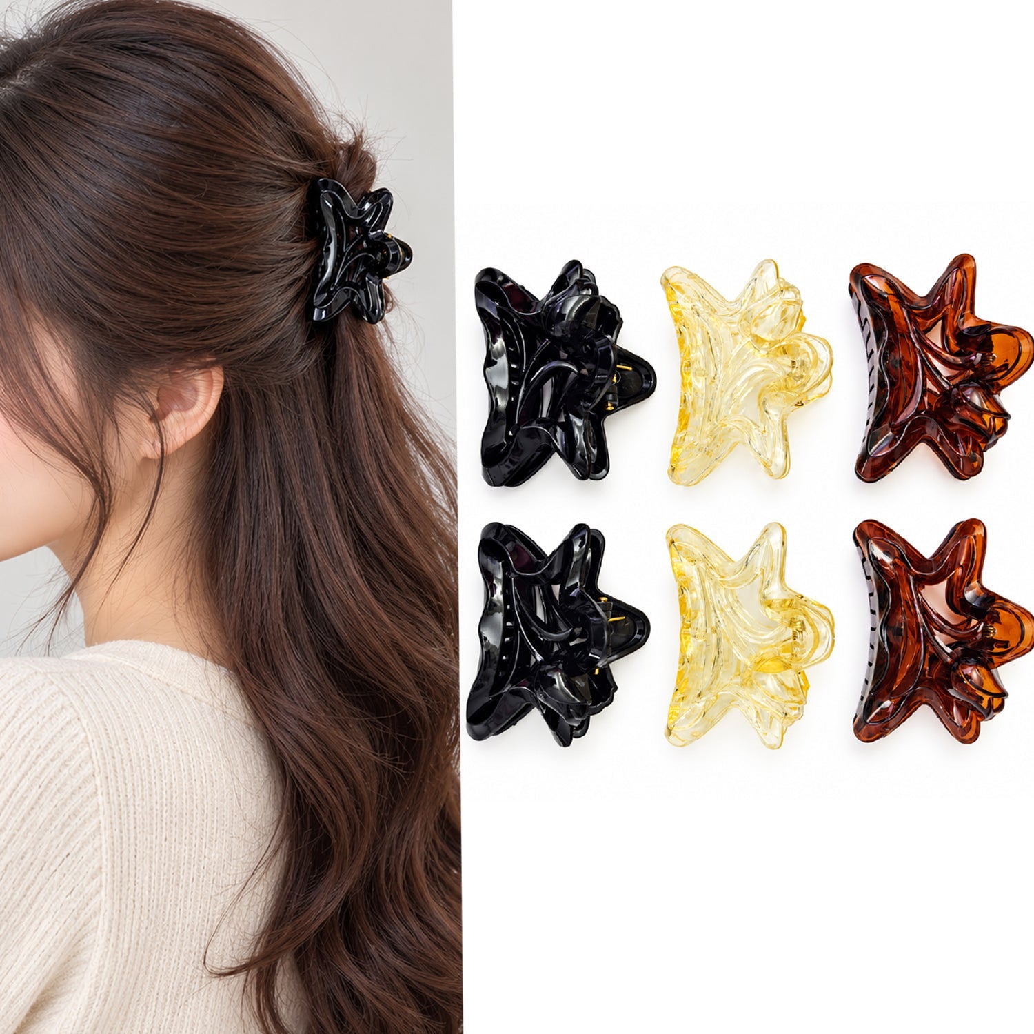 Fashionable Flower Shaped Hair Clips - 12 Pcs (A-3)