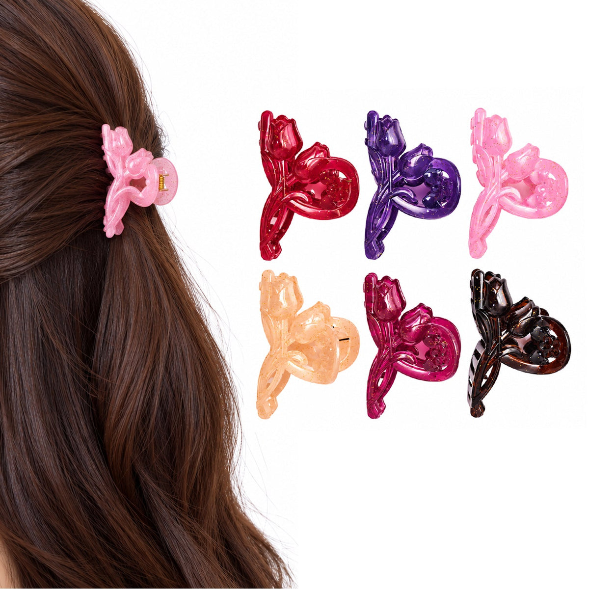 Fashionable Bow Shaped Hair Clips - 12 Pcs (A-4)