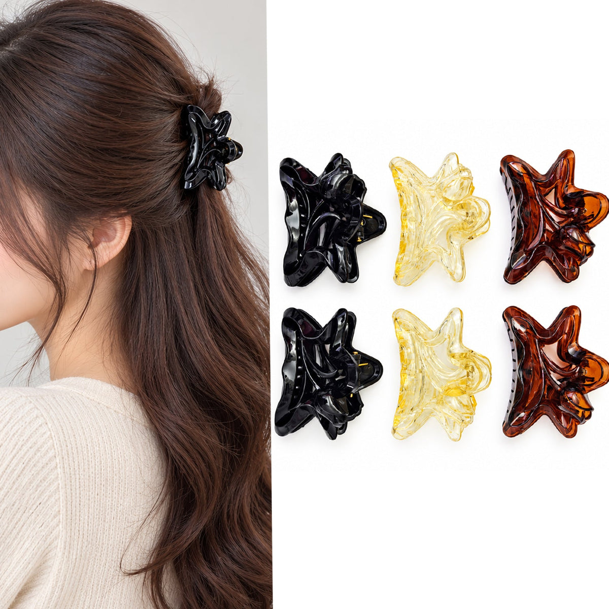 Fashionable Flower Shaped Hair Clips - 12 Pcs (A-3)
