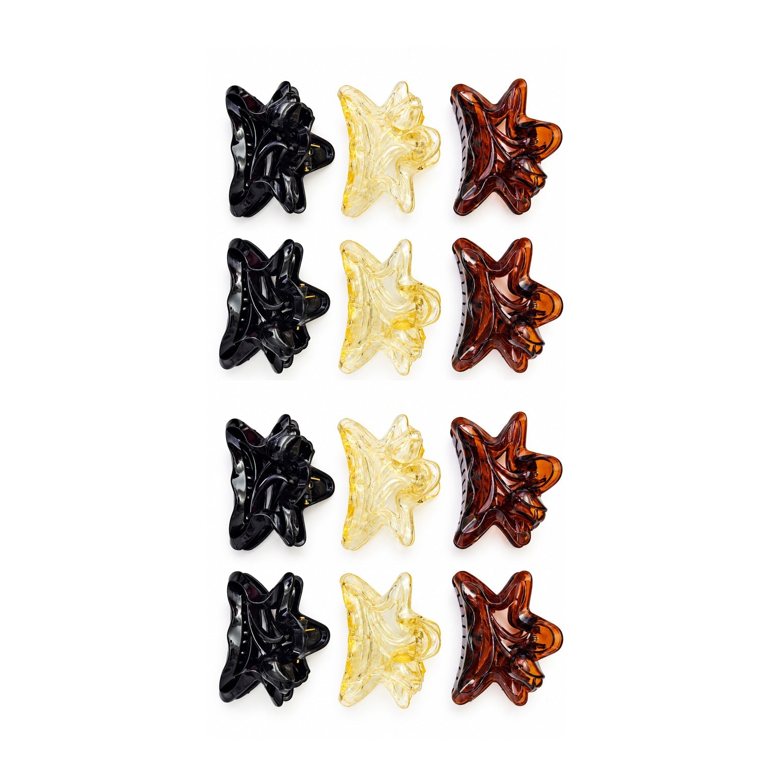 Fashionable Flower Shaped Hair Clips - 12 Pcs (A-3)