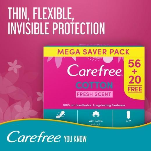 Carefree Cotton Mega Pack of 76 Pantyliners unscented Buy 1 get 1 Free - Pinoyhyper