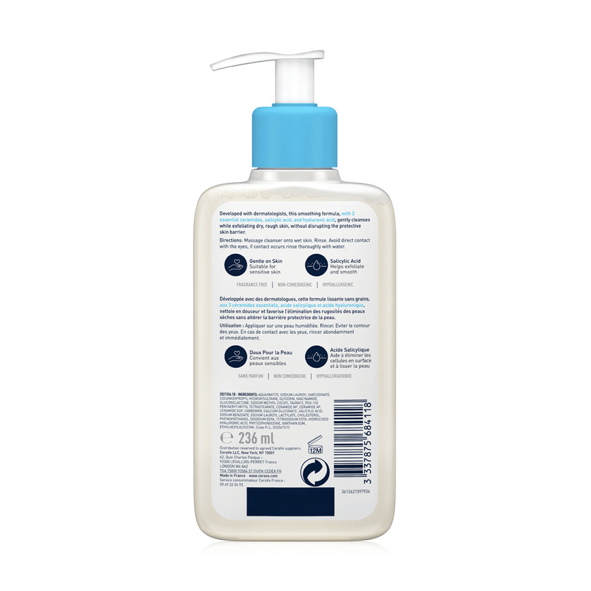 CeraVe SA Smoothing Cleanser For Normal, Dry And Rough Skin - 236ml - Pinoyhyper