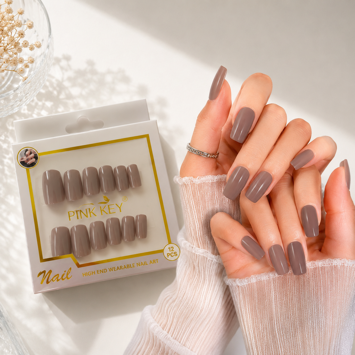 Pink Key High-End Wearable Nail Art - PK24164 (12 Pcs)