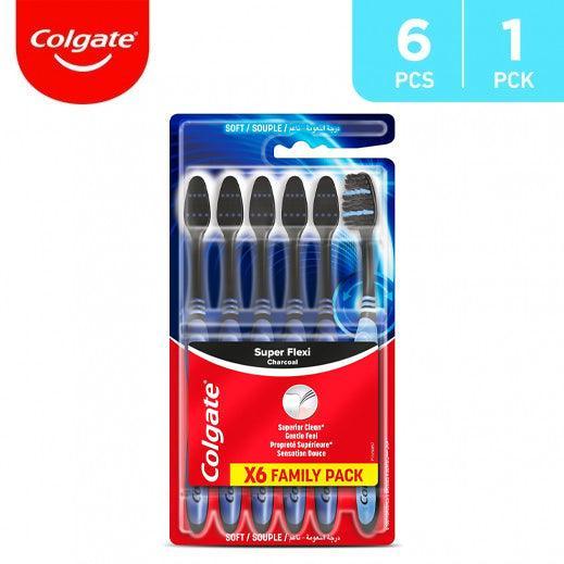 Colgate Super Flexi Charcoal Soft Toothbrush - 6 Pcs - Pinoyhyper