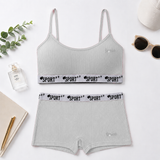 Ribbed Cotton Training Sports Bra & Shorts Set - MT502
