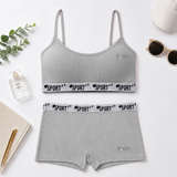 Ribbed Cotton Training Sports Bra & Shorts Set - MT502
