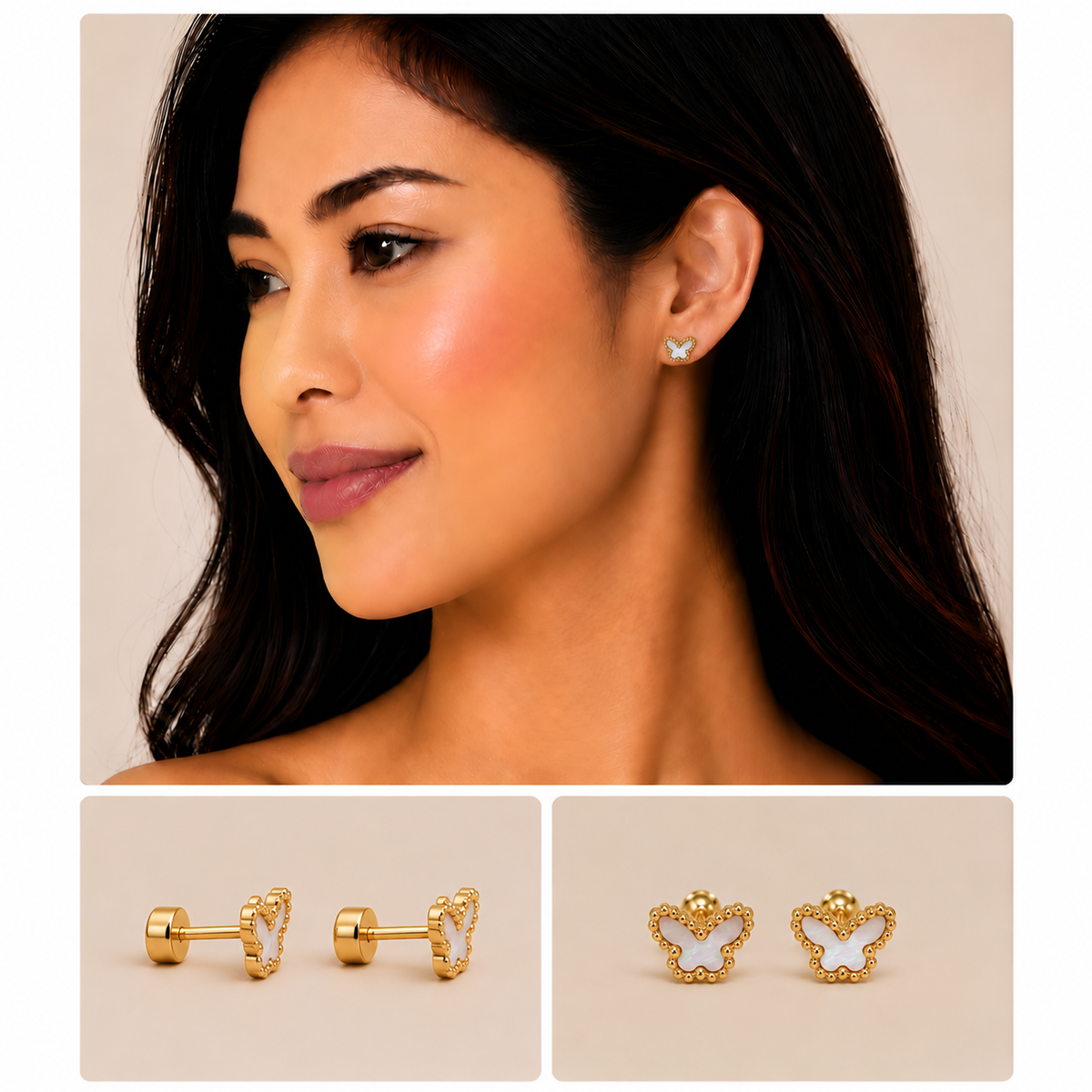 Elegant Butterfly-Shaped Stud Earrings - 132