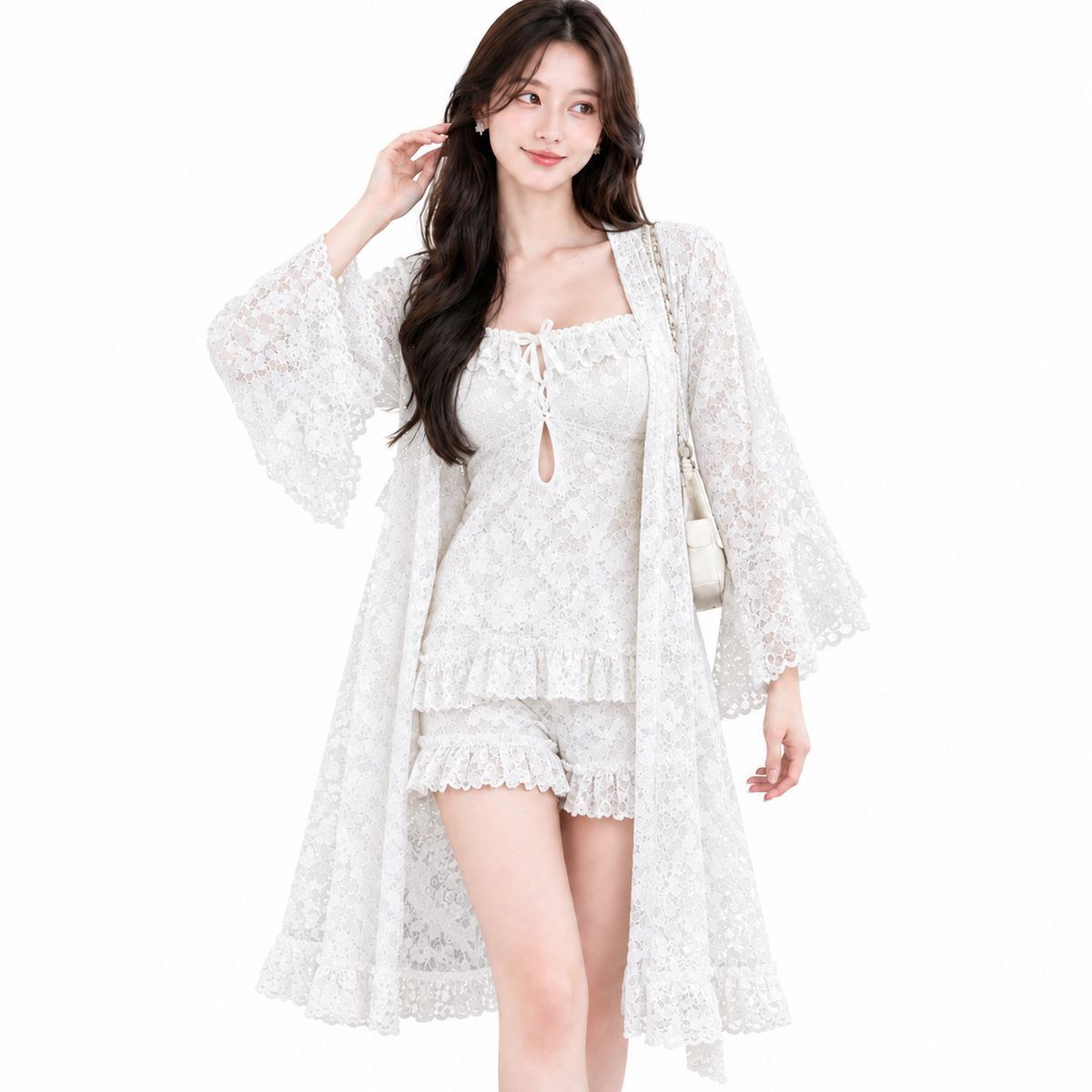 Women’s Floral Lace Ruffle Cover-Up Set - M3224