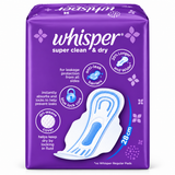 Whisper Super Clean & Dry Long Heavy Flow (28cm) With Wings 8 Sanitary Pads