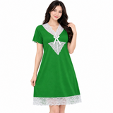 Women’s Lace Trim Short Sleeve Nightdress - 6135