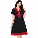 Women’s Lace Trim Short Sleeve Nightdress - 6135