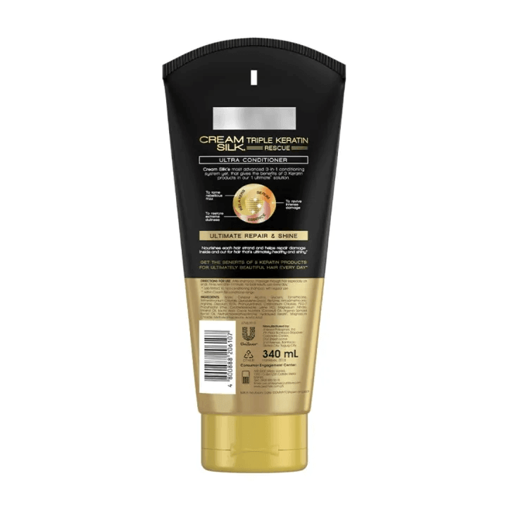 Cream Silk Triple Keratin Rescue Ultra Conditioner Repair & Shine - 340ml - Pinoyhyper