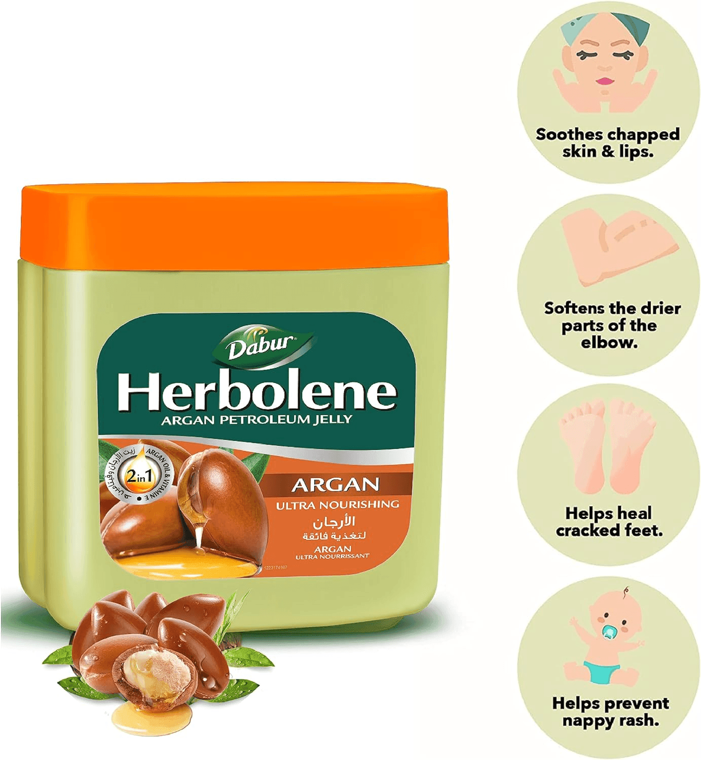 Dabur Herbolene Argan Oil Petroleum Jelly - 225ml - Pinoyhyper