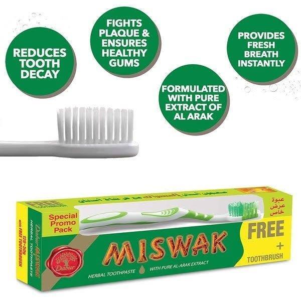 Dabur Miswak Toothpaste + Tooth Brush Free - 190 gm - Pinoyhyper