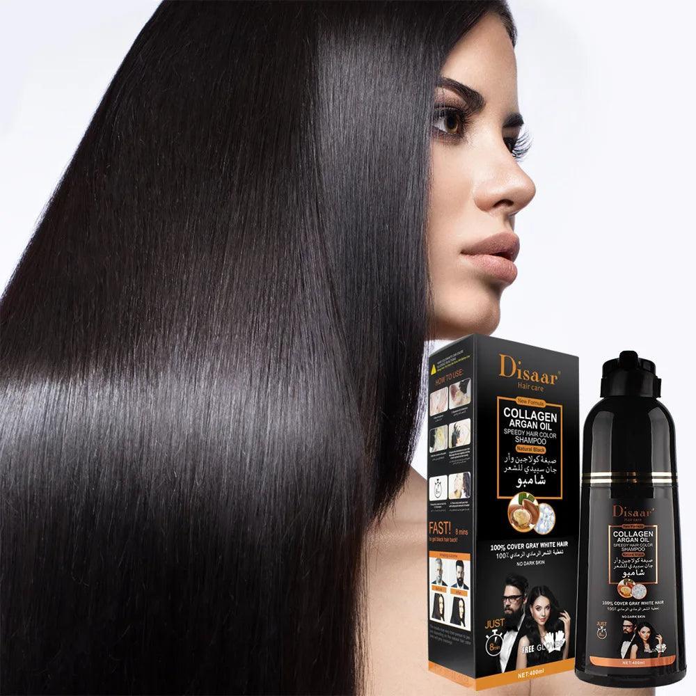 Disaar Collagen Argan Oil Speedy Hair Color Natural Black Shampoo - 400ml - Pinoyhyper