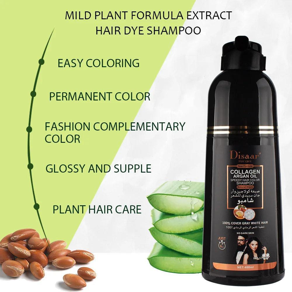 Disaar Collagen Argan Oil Speedy Hair Color Natural Black Shampoo - 400ml - Pinoyhyper