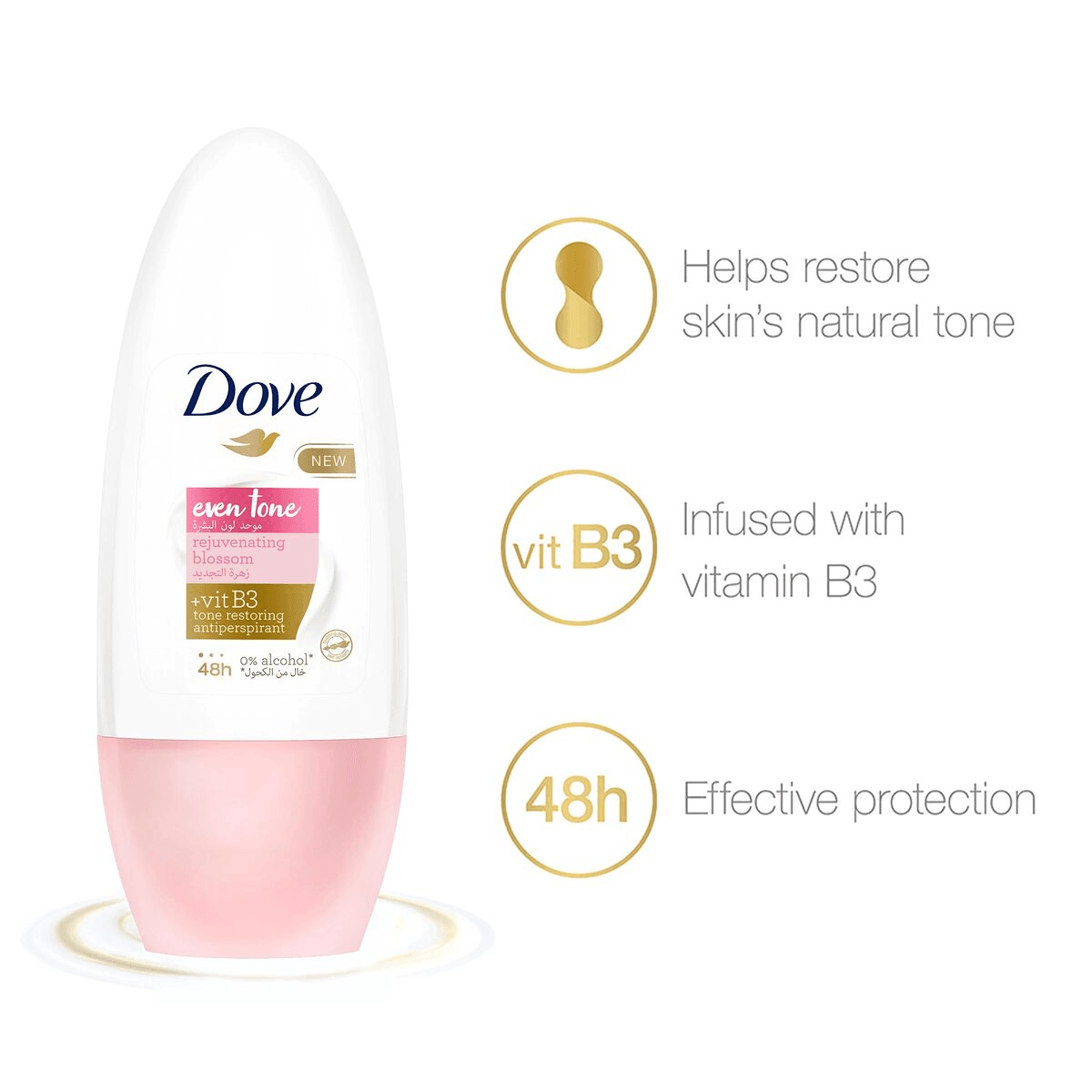 Dove Even Tone Rejuvenating Blossom Anti-Perspirant Deodorant Roll On - 50ml - Pinoyhyper