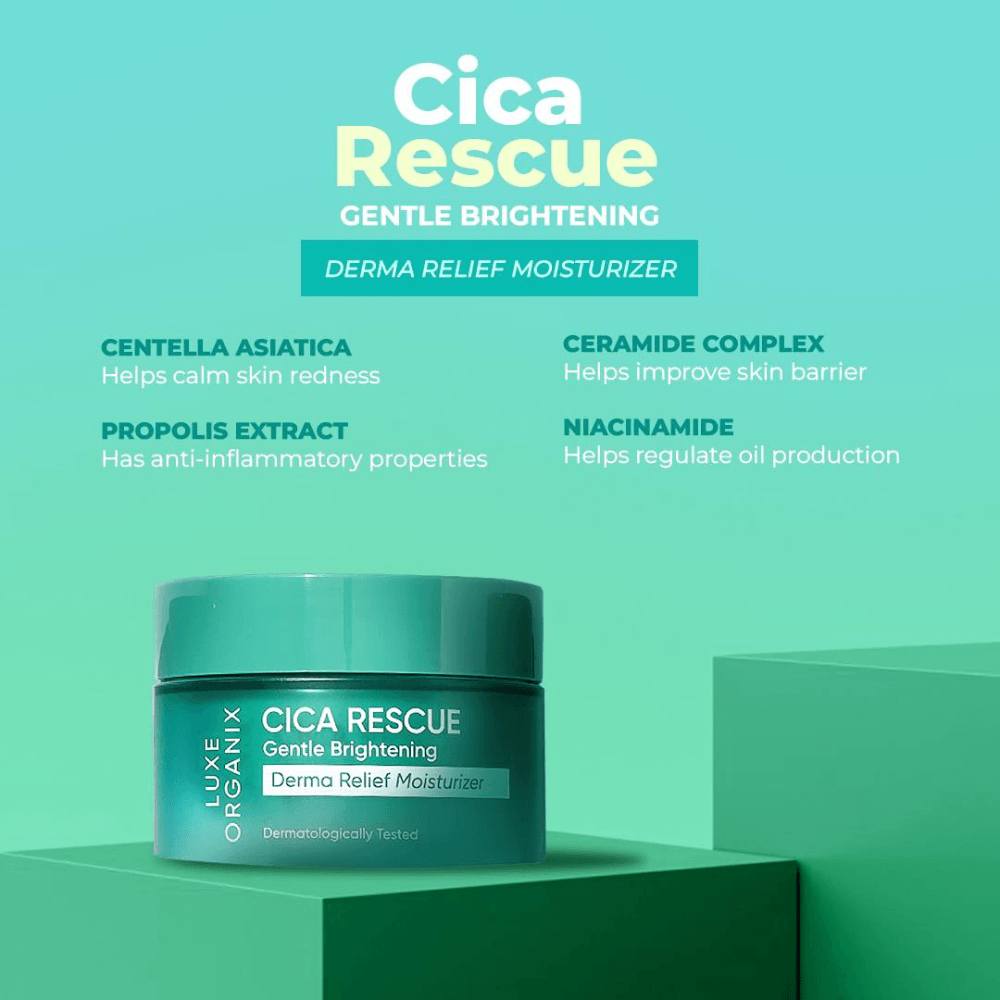 Luxe Organix Cica Rescue Gentle Brightening Derma Relief Moisturizer 50g