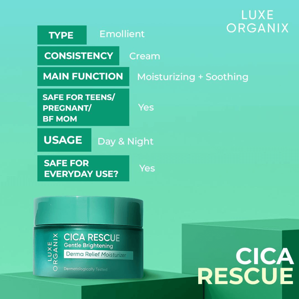 Luxe Organix Cica Rescue Gentle Brightening Derma Relief Moisturizer 50g