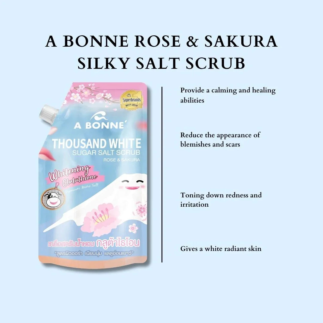 A Bonne Rose & Sakura Thousand White Sugar Salt Scrub - 350g