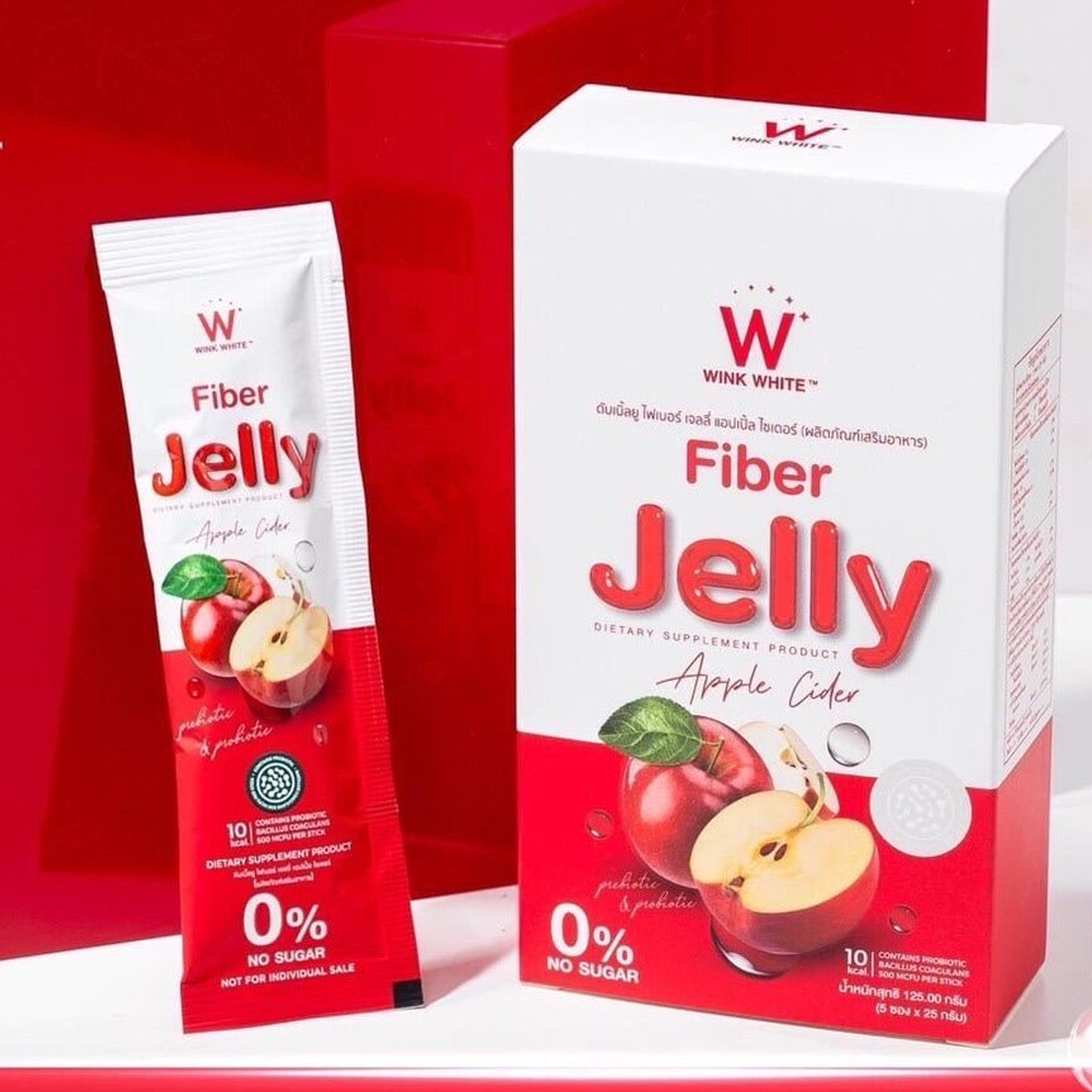 Wink White Fiber Jelly Apple Cider Detoxing - 25g × 5 Sachets (125g)