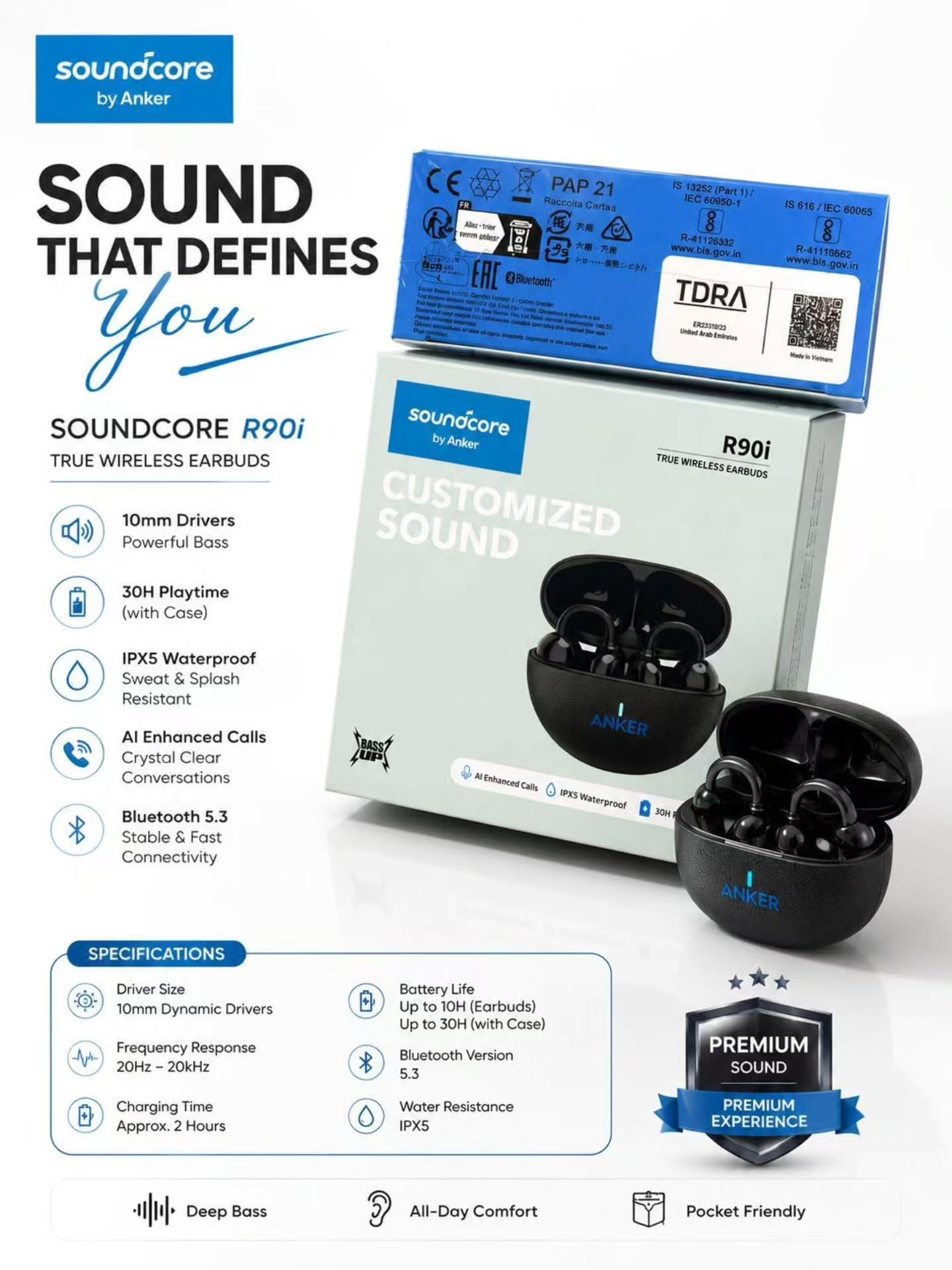Sound Core R90i Anker Soundcore Customized Sound True Wireless Earbuds - R90i – Moon Kuwait