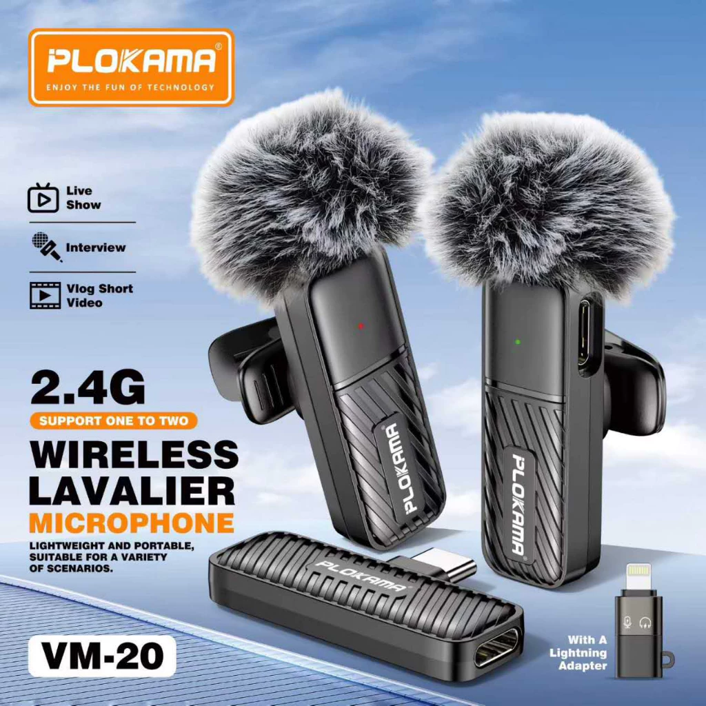 Plokama Wireless Microphone For Live Show Interview & Vlog VM-20