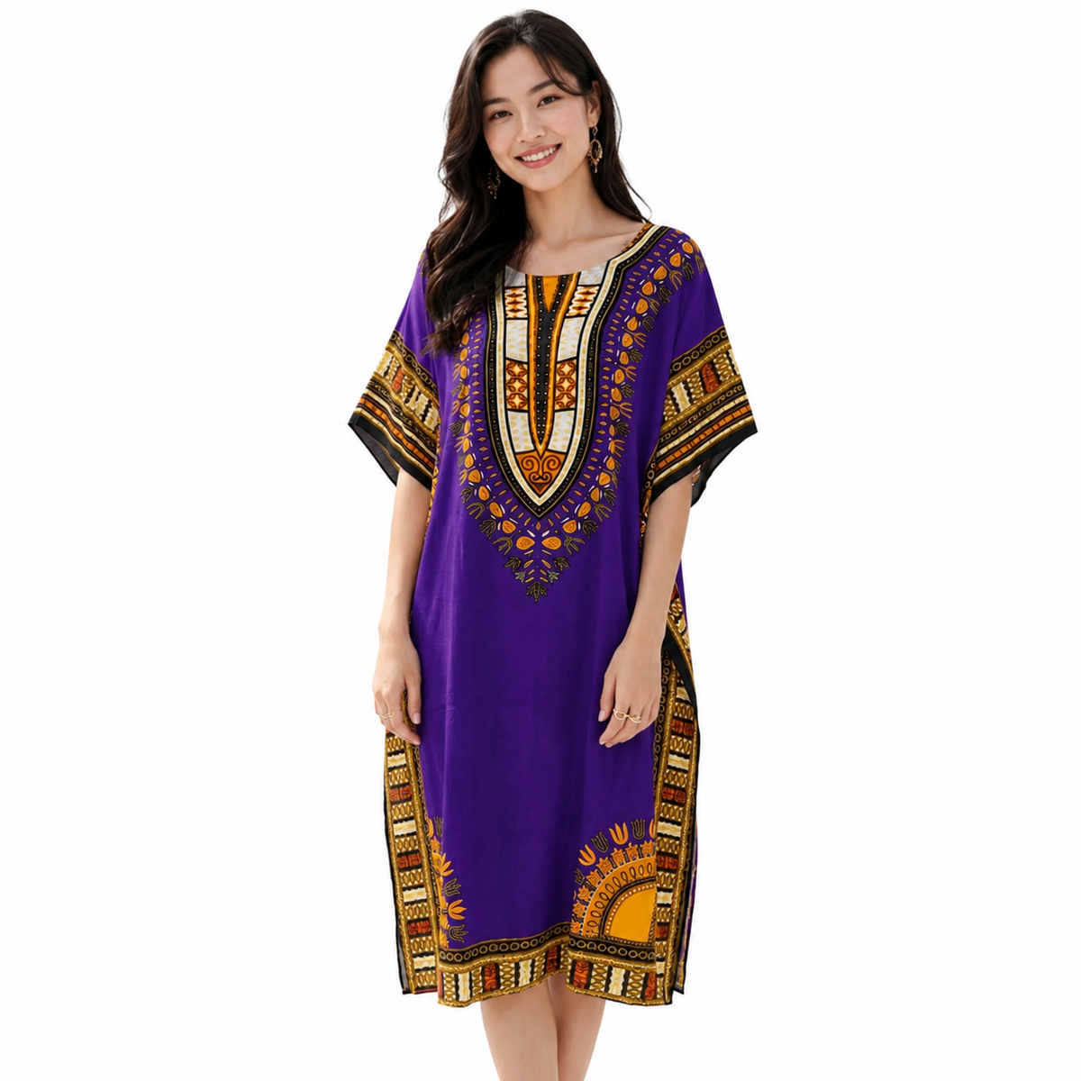 Angelina Print Kaftan Dress - 01A#