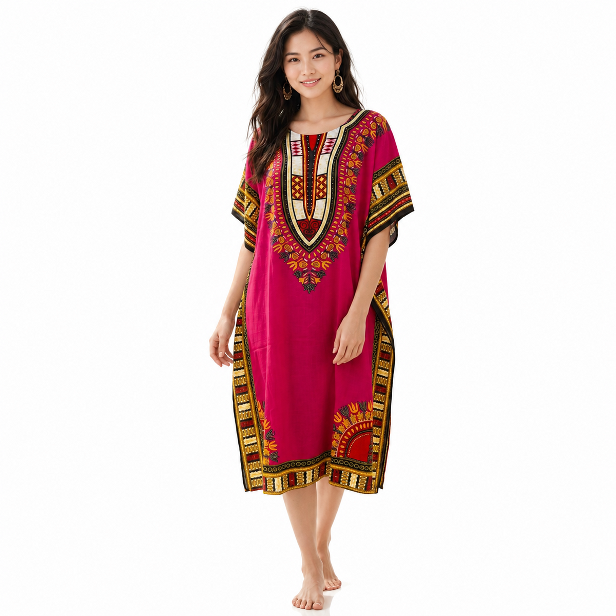 Angelina Print Kaftan Dress -01A#