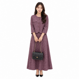 Korean-Style Tweed Two-Piece Skirt Set - HY001#
